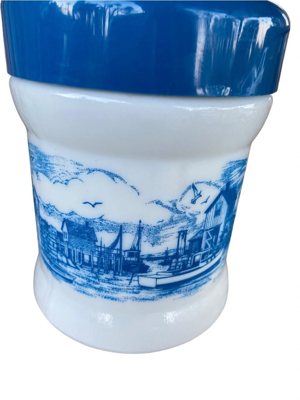 vintage Dutch milkGlass delft lighthouse  canister Cottagecore Coastal done